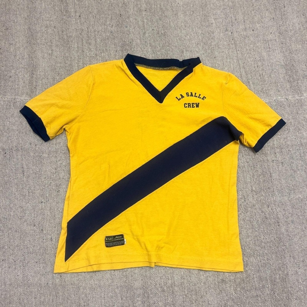 Vintage La Salle Rowing Crew Shirt Mens Large Yellow 1960s Striped